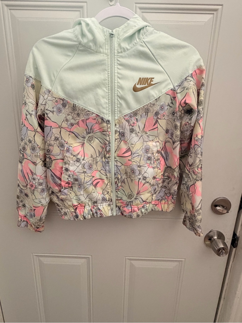 Nike Girl Floral Windbreaker Jacket - Mint & Pink